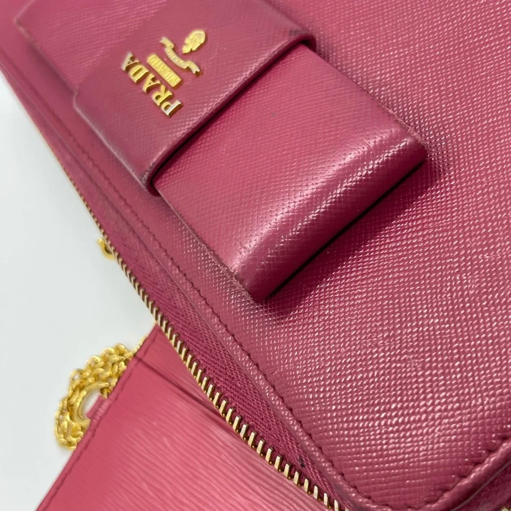 Prada Pink Fiocco Bow Saffiano Lux Long Wallet